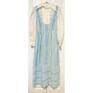 Prairie Pioneer Blue Costume Dress Size 14 Victorian Cottage Core I.Magnin AC09